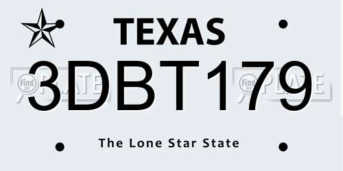 3DBT179 Texas License Plate