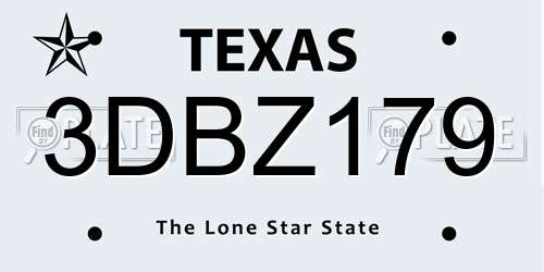 3DBZ179 Texas License Plate