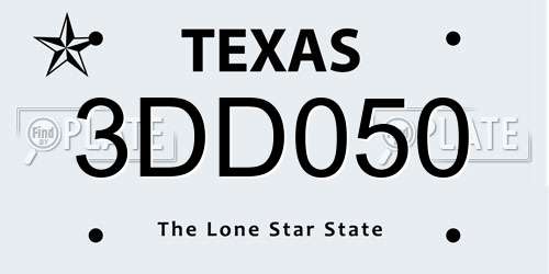 3DD050 Texas License Plate