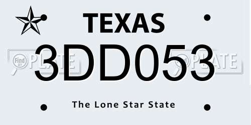 3DD053 Texas License Plate