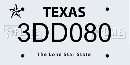 3DD080 Texas License Plate