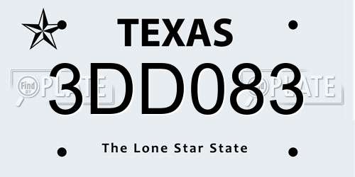 3DD083 Texas License Plate