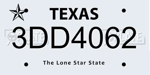 3DD4062 Texas License Plate