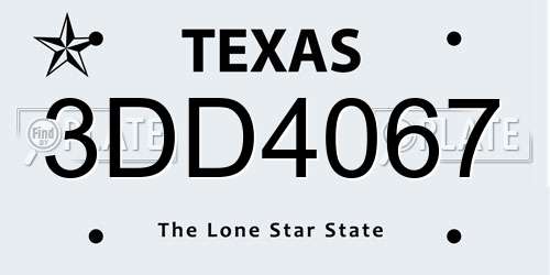 3DD4067 Texas License Plate