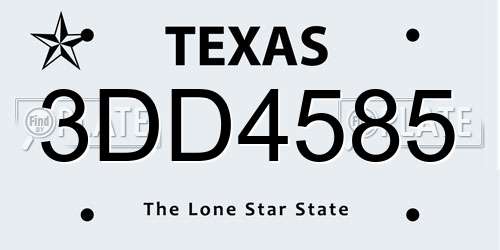 3DD4585 Texas License Plate