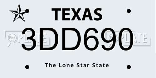 3DD690 Texas License Plate