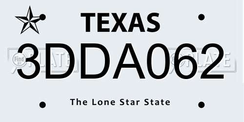 3DDA062 Texas License Plate