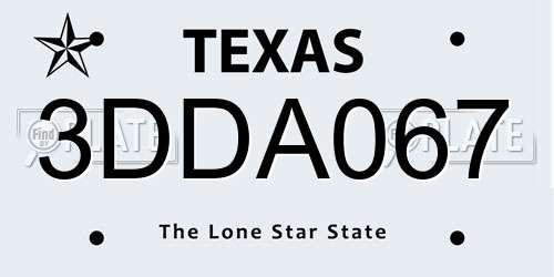 3DDA067 Texas License Plate