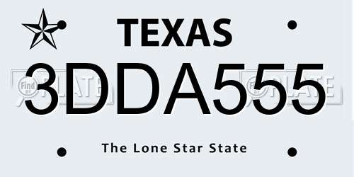 3DDA555 Texas License Plate