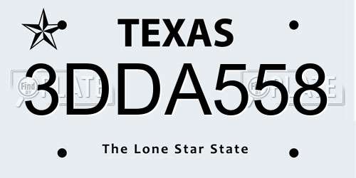 3DDA558 Texas License Plate