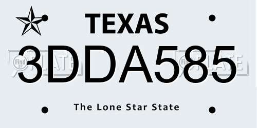 3DDA585 Texas License Plate