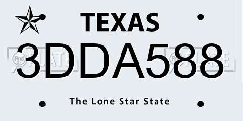 3DDA588 Texas License Plate