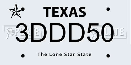 3DDD50 Texas License Plate
