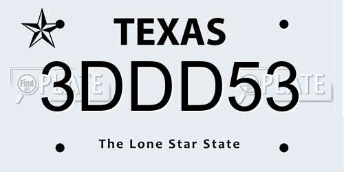 3DDD53 Texas License Plate