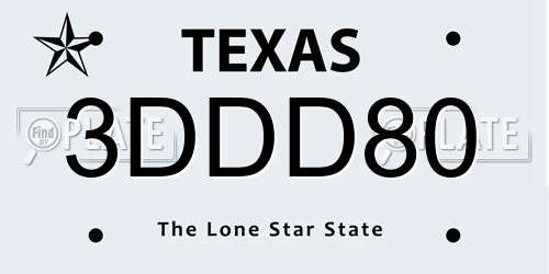 3DDD80 Texas License Plate