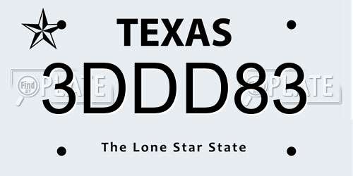 3DDD83 Texas License Plate