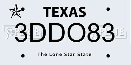 3DDO83 Texas License Plate