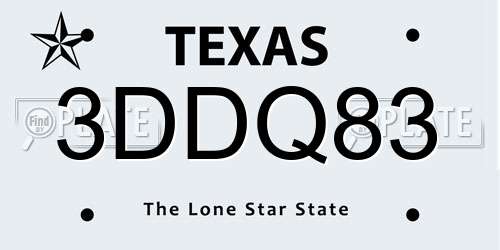 3DDQ83 Texas License Plate