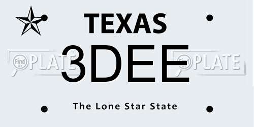3DEE Texas License Plate