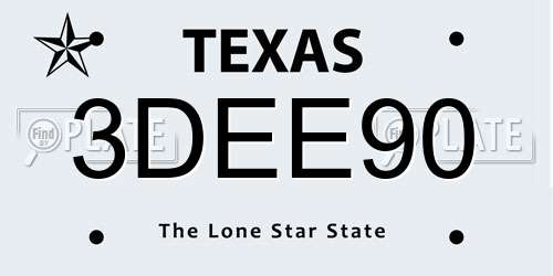 3DEE90 Texas License Plate