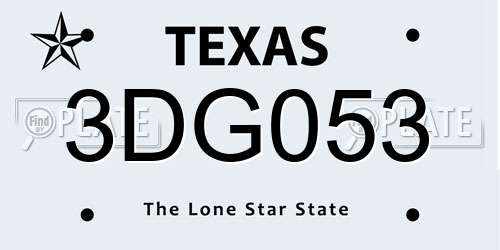 3DG053 Texas License Plate