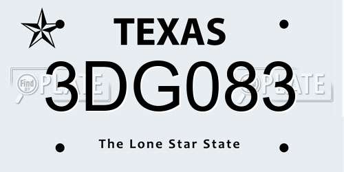 3DG083 Texas License Plate