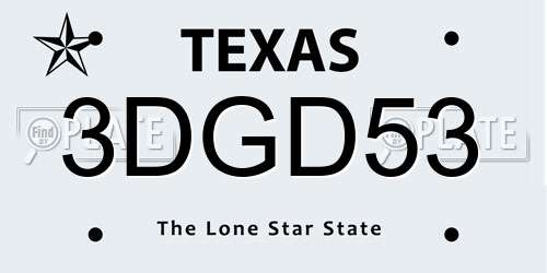 3DGD53 Texas License Plate