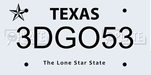 3DGO53 Texas License Plate