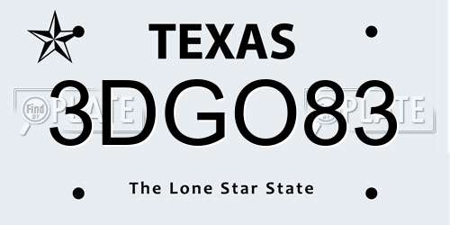 3DGO83 Texas License Plate
