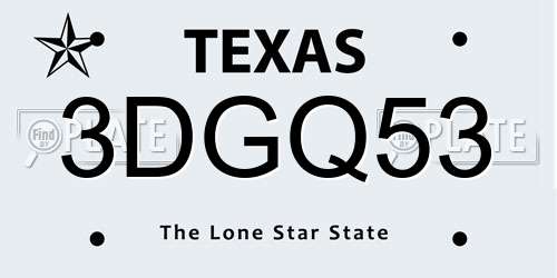 3DGQ53 Texas License Plate