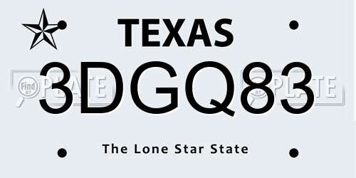 3DGQ83 Texas License Plate