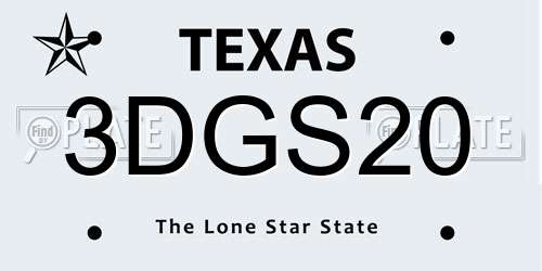 3DGS20 Texas License Plate