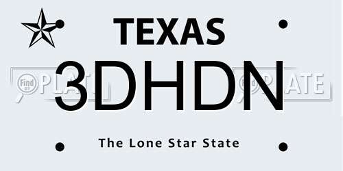 3DHDN Texas License Plate