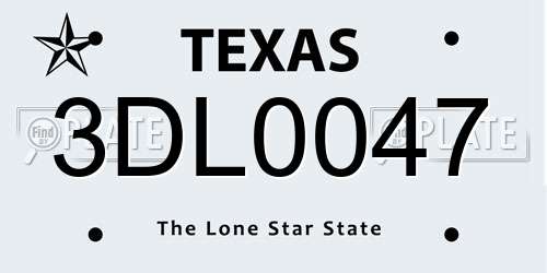 3DL0047 Texas License Plate