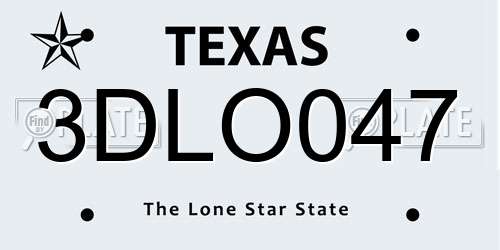 3DLO047 Texas License Plate