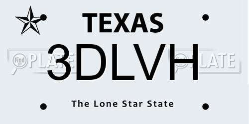 3DLVH Texas License Plate