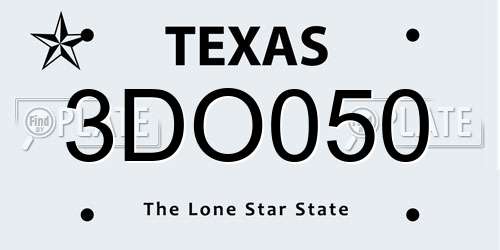 3DO050 Texas License Plate