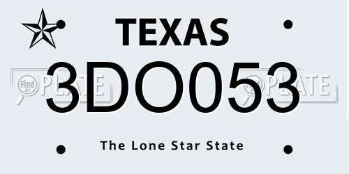 3DO053 Texas License Plate