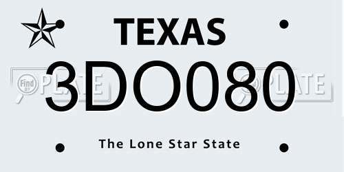 3DO080 Texas License Plate