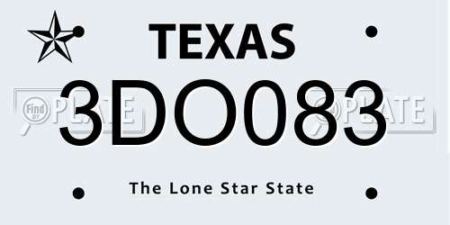 3DO083 Texas License Plate