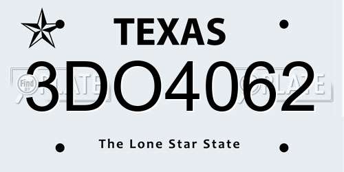 3DO4062 Texas License Plate