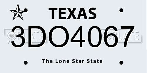 3DO4067 Texas License Plate