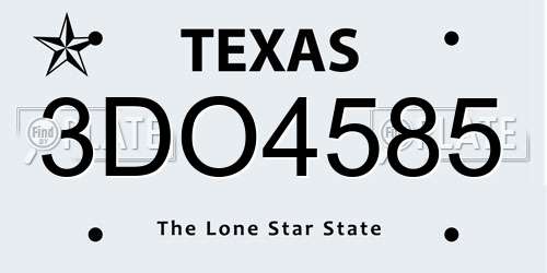 3DO4585 Texas License Plate