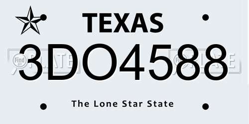 3DO4588 Texas License Plate