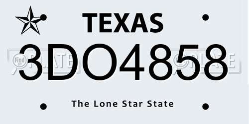 3DO4858 Texas License Plate