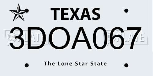 3DOA067 Texas License Plate
