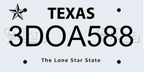 3DOA588 Texas License Plate