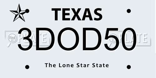 3DOD50 Texas License Plate
