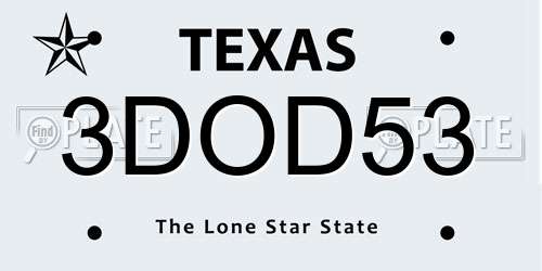 3DOD53 Texas License Plate
