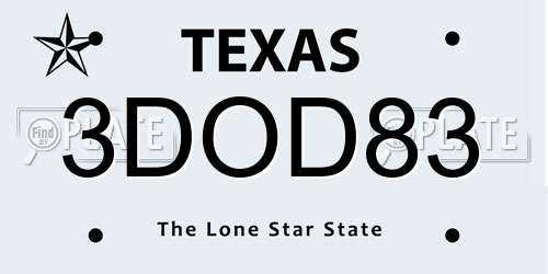 3DOD83 Texas License Plate